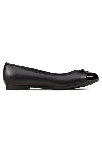 CLARKS Scala Bloom Y Black Leather SHOES TEEN GIRLS