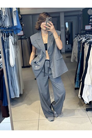 İstanbul Gray Vest and Trousers Set - S