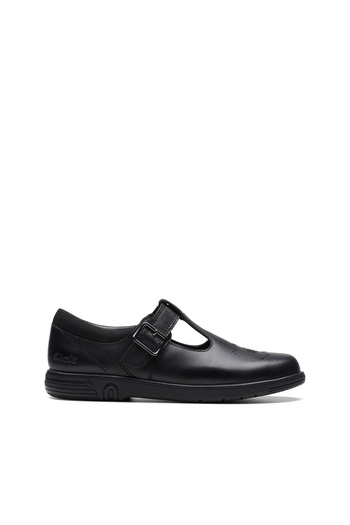 CLARKS Jazzy Tap K. Black Leather SHOES JUNIOR GIRLS