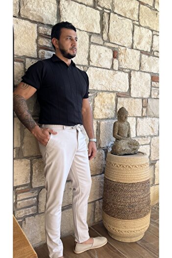 wontilotte High Quality Men's Jogger Pants - Stone Color, Italian Cutout, Lace-Up with Belt and Elastic