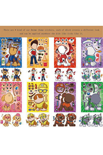 Choice 16 pieces per set 16pcs 16Sheets PAW Patrol Balloon sticker Puzzle Stickers Chase Make-a-Face Assemb