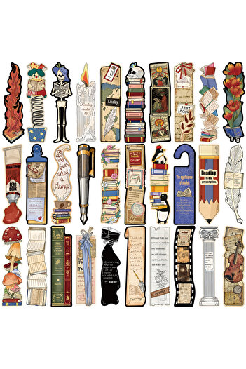 Choice 60PCS 30PCS Vintage Reading Theme Bookmark Posters Cartoon Laptop Gifts Scrapbooking Aesthetic Journ