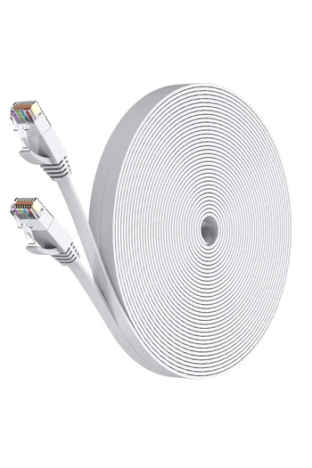 Choice5 10m CAT 6 Flat White Cat 6 Ethernet Cable 1000M Network, Slim long Flat Internet LAN Patch Cord, Cat