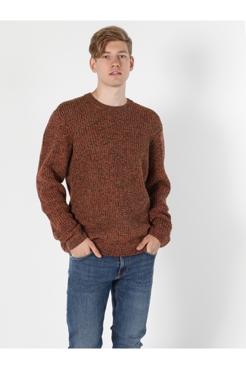 Colin's Регулярний крій, круглий комір, чоловічий коричневий светр Cl1056028