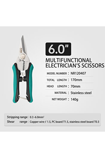 Choice 6inch AMR 6-inch 8-inch stainless steel multifunctional electrician scissors for cutting crimping st