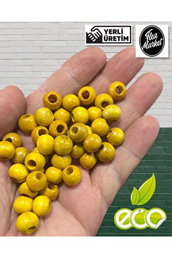 Selin Wooden Beads 10 Mm 100 Gr (Average ± 250 - 300 Pieces) Yellow