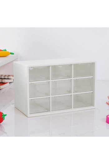 Choice WHITE ​​9-Slot Jewelry Organizer Box - Pull-Out Drawer Storage for Rings/Earrings, BPA-Free PP Makeu
