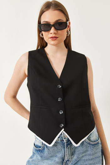 Bianco Lucci Women's V-Neck Viscose Ribbed Lined Vest 60232 60271060