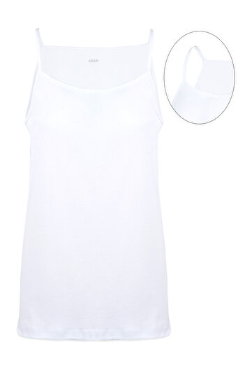 GRSN Women's 3-Piece Rope Strap Cotton Rib Comfortable Flexible White Undershirt