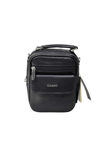 GUARD Mini Black Crystal Leather Clutch Bag