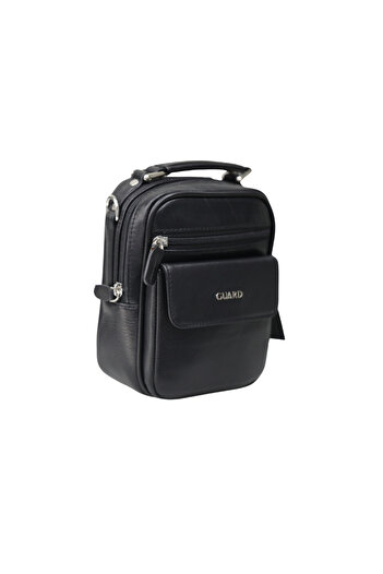 GUARD Mini Black Crystal Leather Clutch Bag