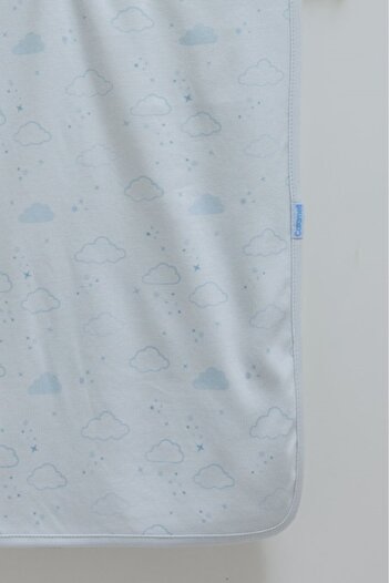 Caramell %100 DOĞAL PAMUK (85-90CM) Çocuk - Bebek Battaniye Bulut Desenli