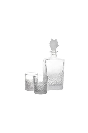 Mikasa Moor Glass Whiskey Set with Frosted Wolf Lid 3 Pieces 800Ml-280Ml