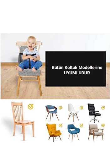 RevuBaby Bağlama Kemerli Mama Sandalyesi Sandalye Yükseltici Minder