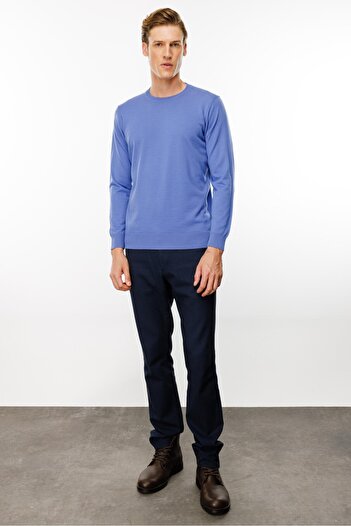 Desen Triko Men's Thin Knitwear Sweater - Zero Collar, Purple