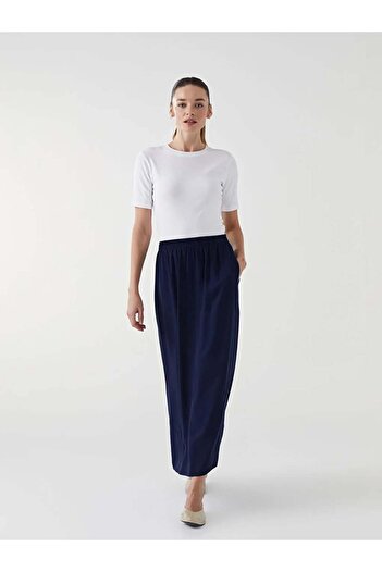 LC Waikiki Lcw Grace Navy Blue Elastic Waist Women's Skirt