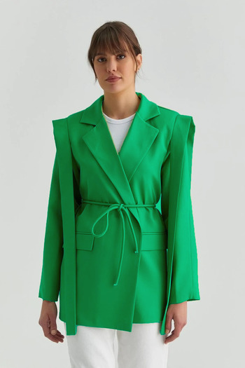 TANISA Zaven Blazer Jacket with Belted Shoulder - Tns-4395