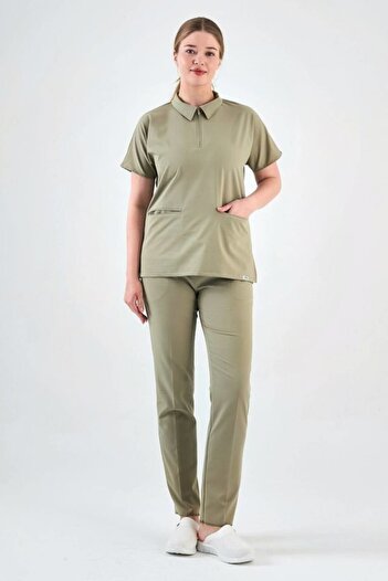 Owlet Medikal Lycra Green Polo Neck Suit