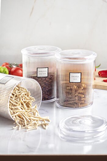Depa 12'li Barok Yuvarlak Büyük Kavanoz Seti & Saklama Kabı & Erzak Kabı (12*2000 ML)