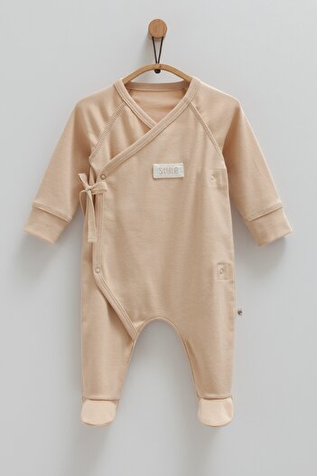 Caramell Baby Girl's Jumpsuit 100% Cotton with Side Straps (0-1, 1-3 Months Boots - 3-6 Months Without Boots)