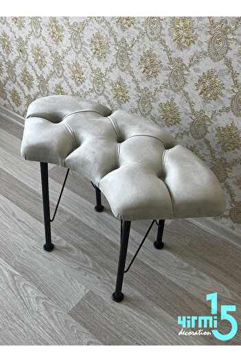 Yirmi15 Siyah Metal Ayaklı Tekli Oval Bench & Puf