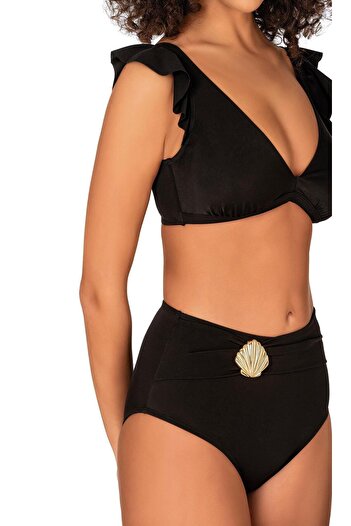 Endeep Kadın Deniz Kabuğu Aksesuarlı Yüksek Bel Bikini Takımı