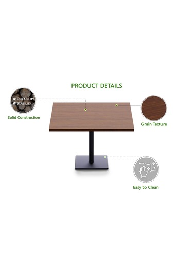 Mahmayi Ristoran Bar Table Square Base - 24 Seater Cocktail Bistro Table for Pub-Dark Walnut