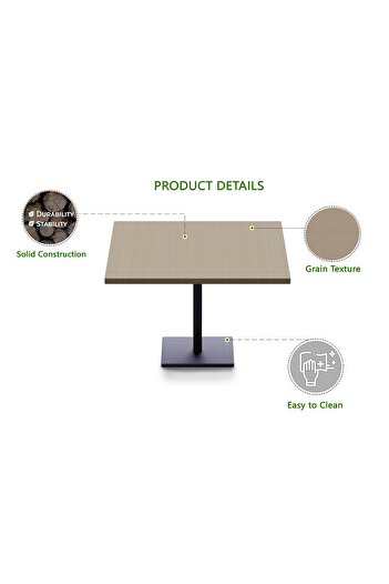 Mahmayi Ristoran Bar Table Square Base - 12 Seater Cocktail Bistro Table for Pub, Living Room-Linen