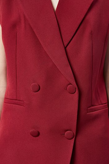 Bolivente Women's Long Double Breasted Woven Vest