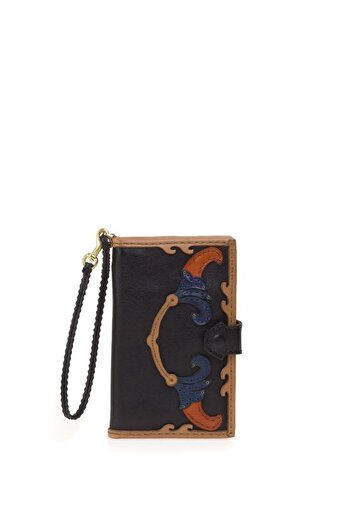GÖN Handmade Black-Grey Women's Wallet Çelok