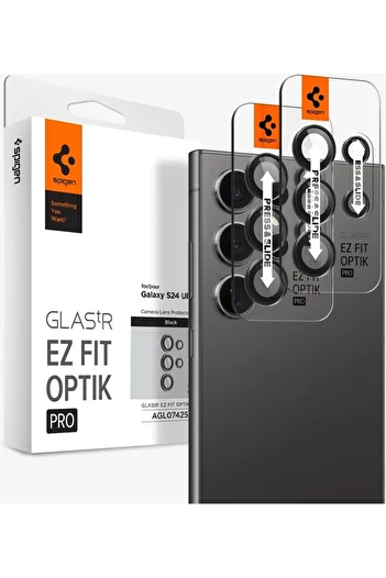 Spigen Galaxy S24 Ultra Camera Lens Glass Protective Glas.tR EZ Fit Optik Pro (2 Pieces) Black - AGL07425