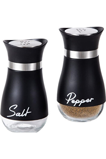DUTRIEUX Black Suit 1Set/2pcs Stainless Steel and Glass Seasoning Bottle Set - Perfect for Barbecue, Pepper,