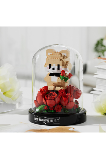 Choice No box 7244 Everlasting Flowers And Roses Building Blocks, Animal Bouquets, Potted Plants, Assembled