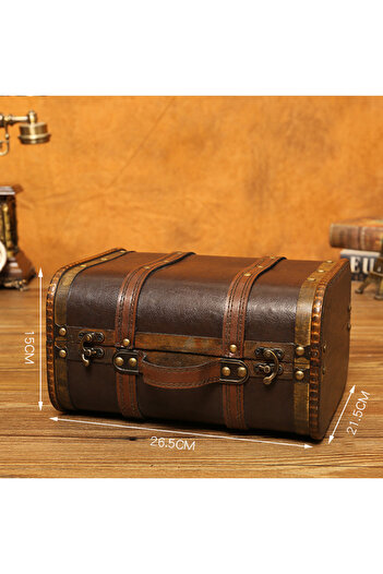 Choice L Antique style Wooden Storage Box Medieval Suitcase Treasure Chest Necklaces Art Collection Jewelr.