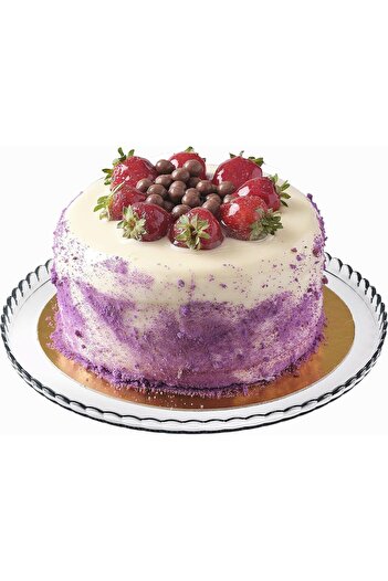 DESTALYA Large Cake Plate Serving Plate 32 cm Glass Pastry Cake Fruit Cheese Presentation Plate