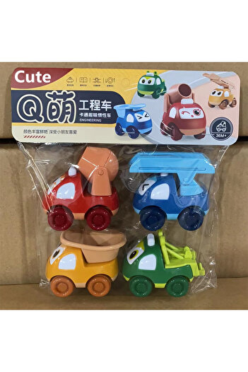 Choice 4PCS-A 4PCS/Set Cute Cartoon Engineering Car Toys for 0-3 Years Old Kids Construction Mixer Dump Tru