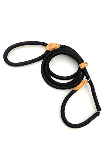 Choice 0.6cmX1.5m black Dog Leash Slip Rope Lead Leash Heavy Duty Braided Rope Adjustable Loop Collar Train