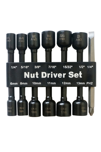 Choice 14 Pcs Power Magnetic Nut Driver Drill Bit Set Metric & SAE Socket Wrench & Screw 1/4 Inch Dr. Hex