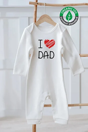 Lilabio 100% Cotton I Love Dad Baby Jumpsuit