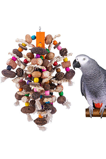 Choice New Large Parrot Chewing Toys Wooden Bird Cage Toy Natural Nuts Corn Parrot Toy for African Grey Mac