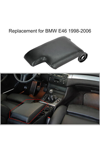 Choice طقم غطاء مسند ذراع وحدة التحكم المركزية للسيارة BMW E46 1998-2006 مصنوع من ألياف الجلد ومسند ذراع السائق الأيسر