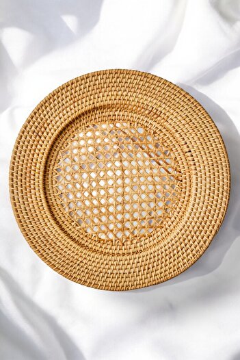 oceanpoint Natural Rattan Round Plate Handmade Bohemian Plate Coaster and Tableware Decoration (30cm)