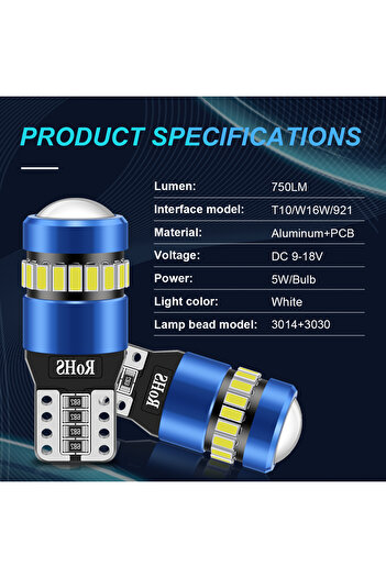 Choice T10 2pcs 6500k White 2pcs W5w T10 Led Bulbs Canbus No Error Clearance Light Car Interior Rea