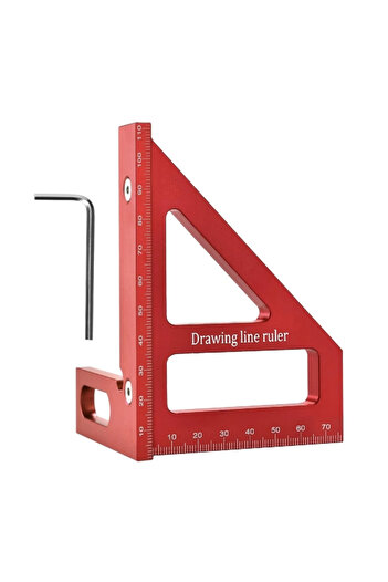Choice1 Red MM 45°90° Aluminum Multi-Angle Measuring Ruler Square Protractor for Woodworking Miter Triangle-