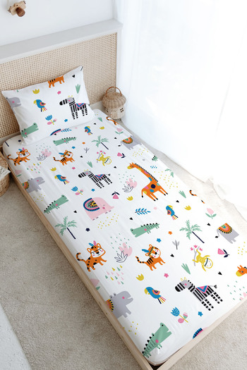 Tuğba Kuğu Single Colorful Geometric Animal Sheet Set - Iconic Series