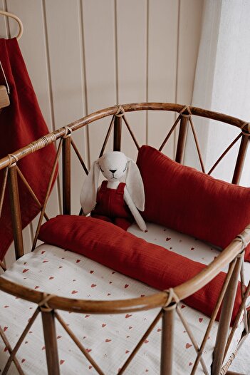 TBA COLLECTION Baby Size Muslin Duvet Cover Set (100x150)| Red Hearts