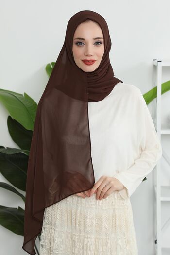 Aisha's Design Classic Design Practical Chiffon Shawl, Ps-11 Brown, Brown