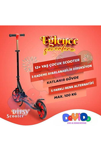DeYiDo 12 Years Old and Above - Kids Scooter Fun Skateboard with 2 Giant Wheel Brake Slide Height Adjustment