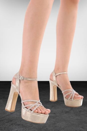 PUNTO Arme City Punto Ac 0655410   Platform Evening Shoes with High Heel Silvery and Stone