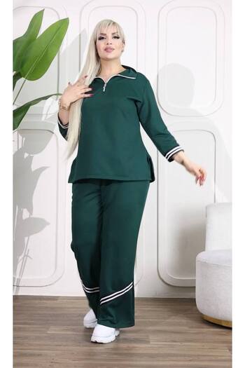 garajmood Large Size Bottom-Top Set with Black Stripe and Zipper Detail